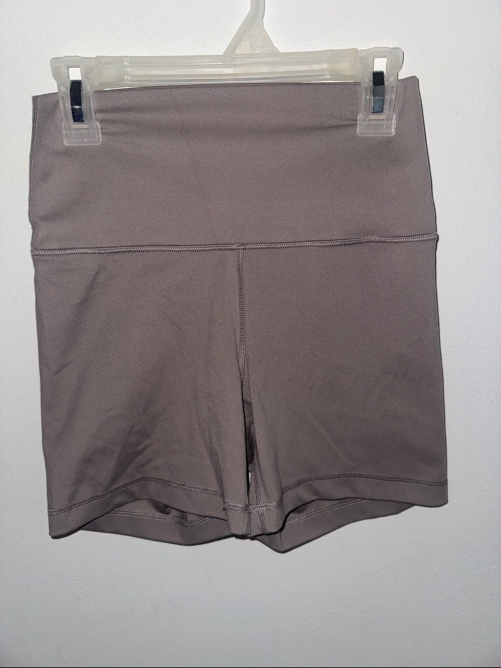 Yogalicious High-Rise Bike Shorts in Taupe Gray